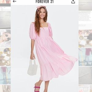 NWT FOREVER 21 PUFF SLEEVE MIDI DRESS